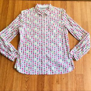 Pineapple Printed Button Down Blouse
